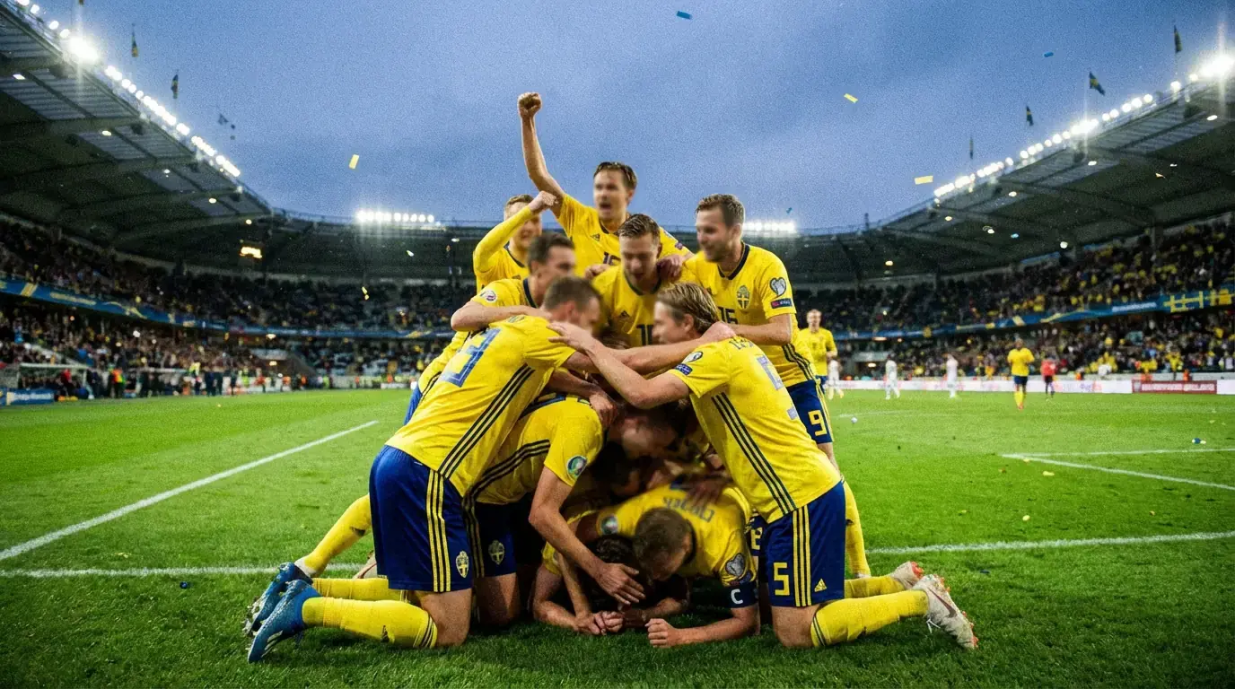 Svenska landslaget firar kvalificeringen till VM 2026 efter segern mot Polen